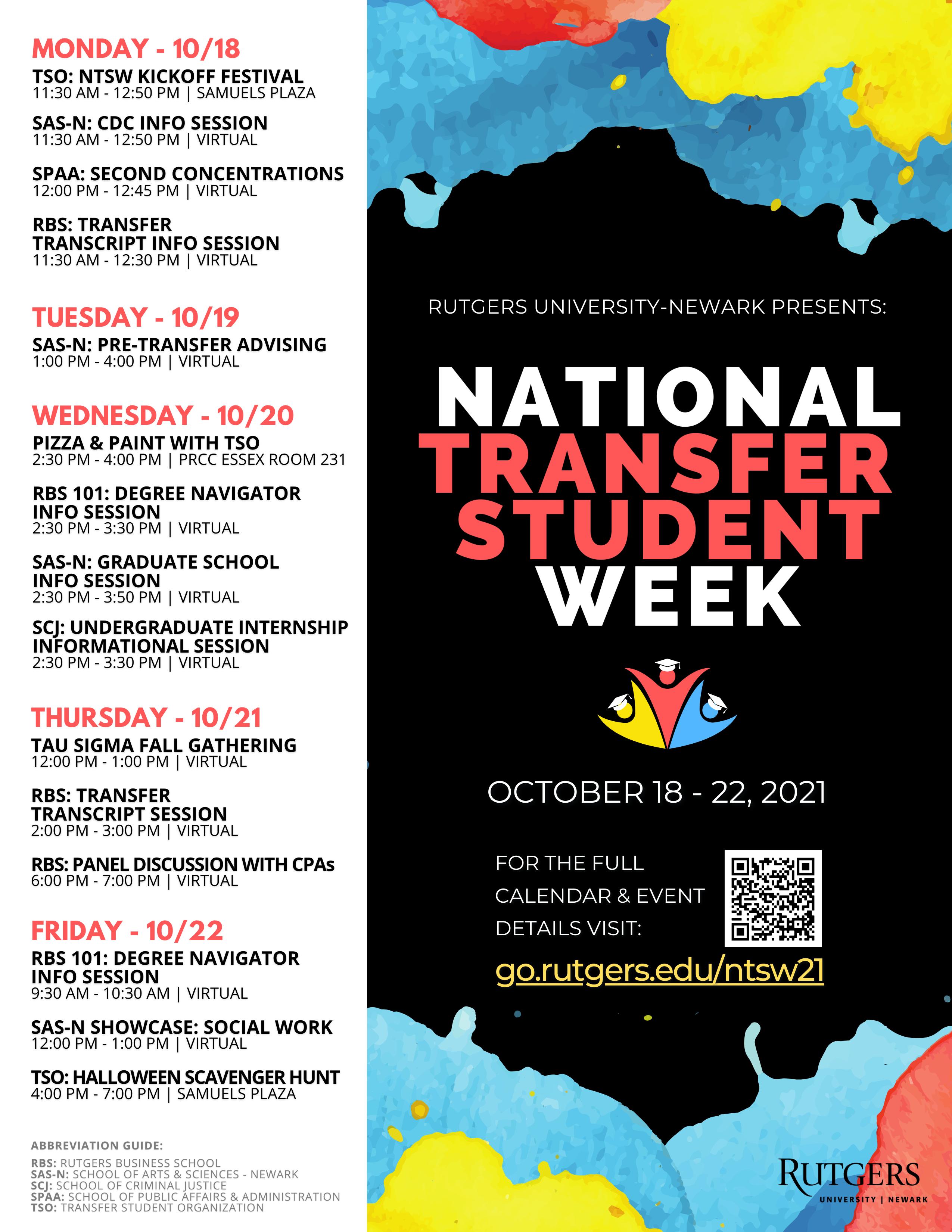 National Transfer Student Week Rutgers MyRun