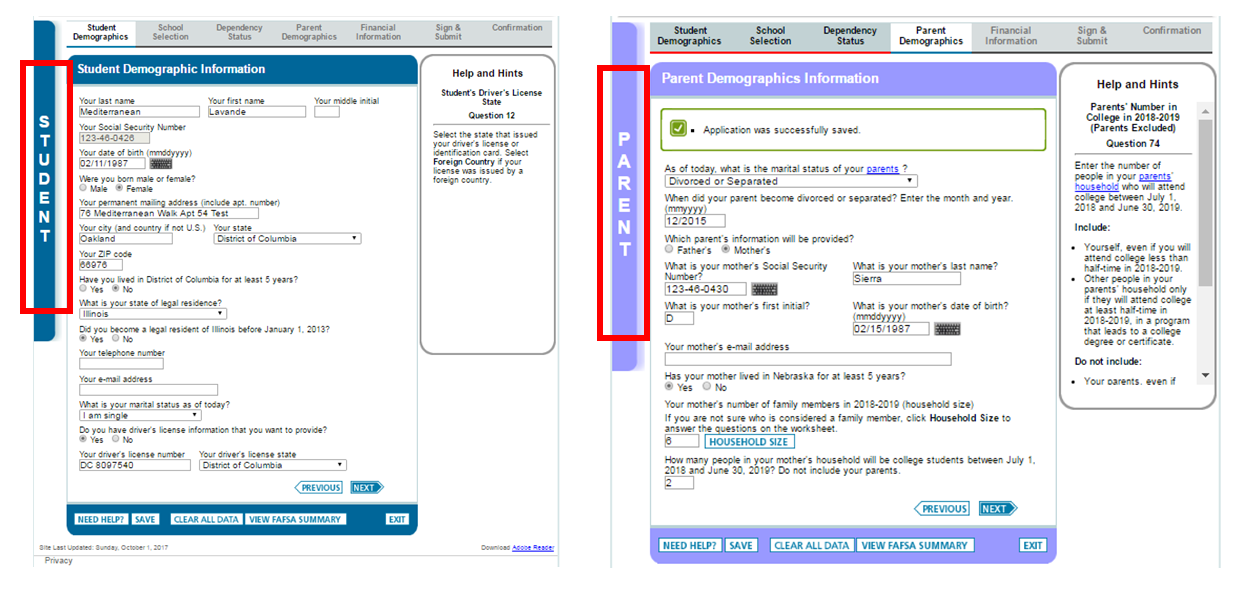 Reporting Parent Information